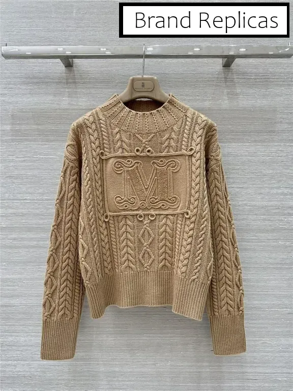 Max Mara Brown Cable Cashmere Sweater